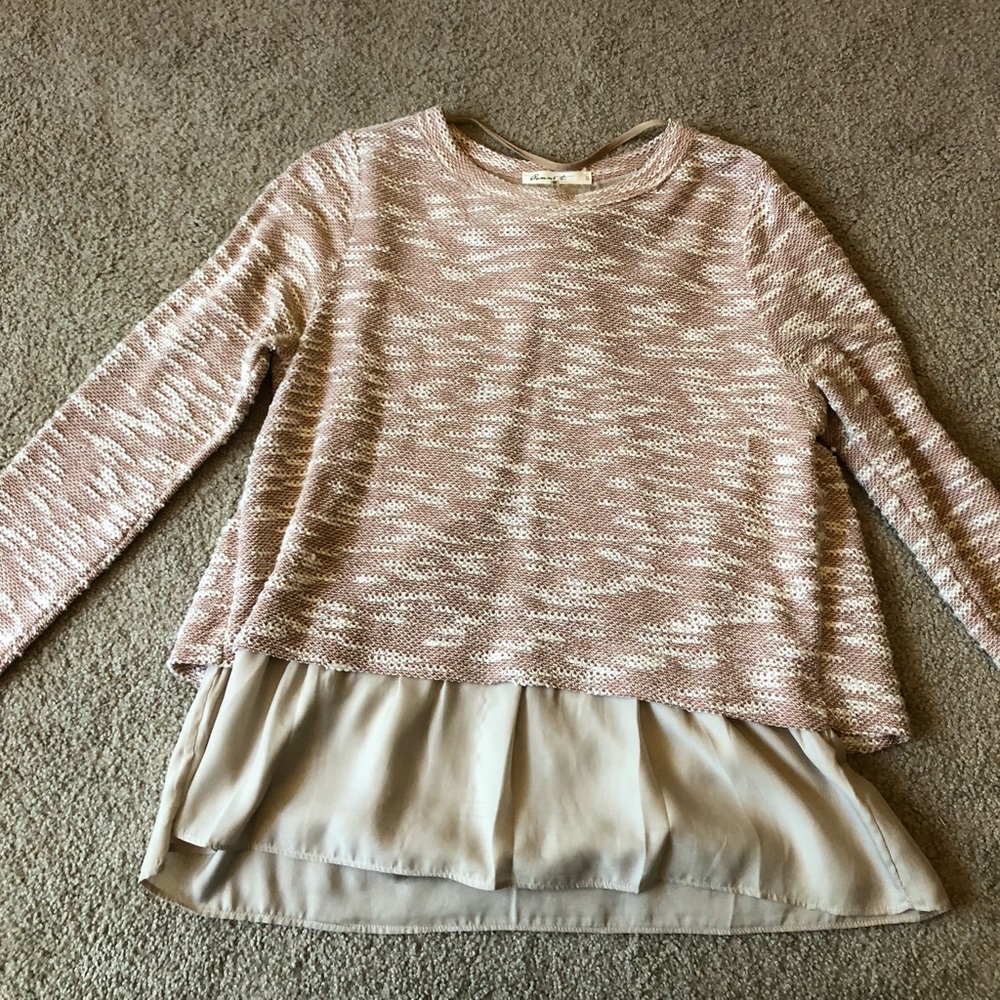 Beige/light orange peplum sweater